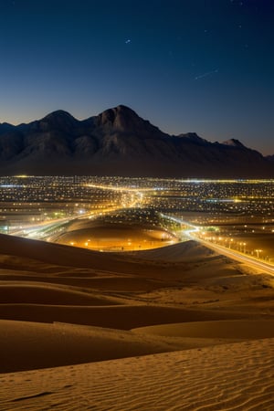 night view of desert mountain