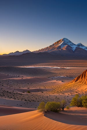 desert mountain vista at dawn in style of bierstadt