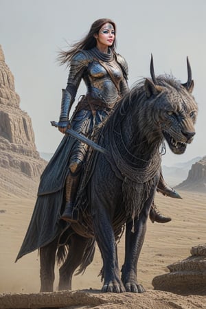 A female warrior, full of strength and confidence, gazes into the distance with sharp eyes. She is dressed in fitted light armor, light yet powerful. She carries a supple sword on her back and her long hair flutters in the wind. Her posture is imposing, indicating that she is ready for battle. In the background is a vast battlefield, and she looks calm and determined.,<lora:659095807385103906:1.0>