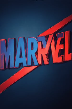 A close-up shot of Marvel's iconic bright logo, with a bold blue and red color scheme dominating the frame. The lighting is sharp and vibrant, accentuating the sharp edges and clean design. In the center of the frame, the words 'Marvel' and 'Bright' are emblazoned in a modern, futuristic font. The composition is simple yet striking, drawing attention to the logo's unique design.