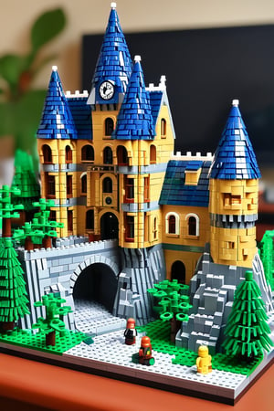 Use Lego bricks to create a Hogwarts School of Witchcraft and Wizardry scene