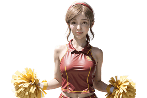 sherry birkin, from resident evil 2 remake, smile, looking at viewer, female child, cheerleading outfit, short, small bust, performing cheerleading, outdoors, cheerleader,