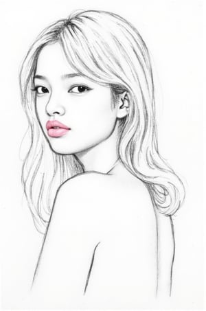 sketch, 1girl, npl, slim,portrait, lips, side view