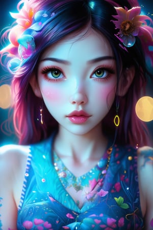 hyperrealistic digital painting by Jeremiah Ketner, shallow depth of field, bokeh, incredibly detailed, real, photshoot, woman