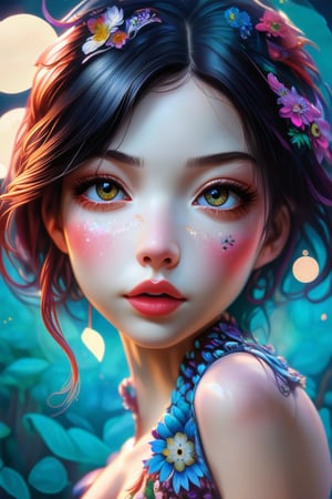 hyperrealistic digital painting by Jeremiah Ketner, shallow depth of field, bokeh, incredibly detailed, real, photshoot, woman