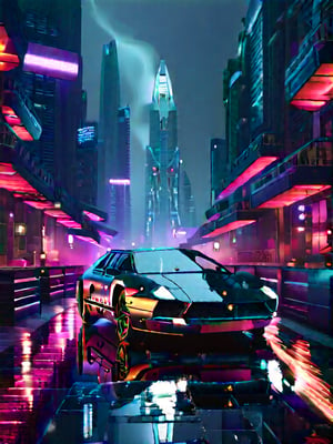 highly detailed cyberpunk cityscape, neon-lit sleek Lamborghini Counatch, Blade Runner-inspired atmosphere, wide-angle shot, hazy misty rain, vast cityscape with towering skyscrapers, radiant neon advertisements, Visual effects by Operator Roger Deakins, cinematography by Neill Blomkamp, Elysium-like utopian floating city in the distance, elements of Altered Carbon-inspired cybernetic enhancements, neon-drenched metropolis, deep shadows, vibrant holographic projections, Cyberpunk street gangs, bustling city life, deep blues and purples palette, subtle texture of wet pavement, oil-slick reflections, Ghost in the Shell-inspired Section 9 secret hideouts, blending Eastern and Western architectural styles, intricate street-level details, cinematic lighting, atmospheric smoke effects, Michael Garmash-inspired classical architectural elements, night time cityscape, immense scale and depth by Mamoru Oshii