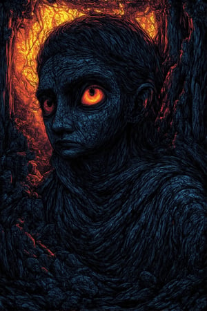 A hauntingly beautiful portrait captures the essence of an enigmatic individual. Framed in a rich, dark wood, the subject's face is shrouded in mystery, with eyes that seem to hold a thousand secrets. Soft, golden lighting casts a warm glow on their pale skin, while the subtle shadows create an air of intrigue. The background, a blurred tapestry of ancient stone and forgotten history, only adds to the mystique.