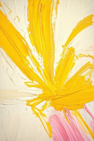 A bright sunbeam illuminates the warm tones of Solak's vibrant yellow color palette, as the artist's brushstrokes dance across a canvas in bold strokes. The subject, a burst of energy, radiates optimism and joy, set against a subtle gradient of creamy whites and soft pinks.