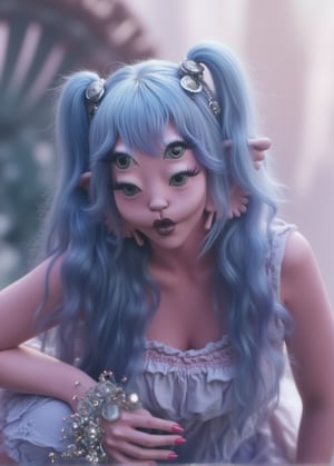 one woman, 4eyes, vibrant blue hair, pigtails, fullbody, hatsune Miku hair and style, clear face