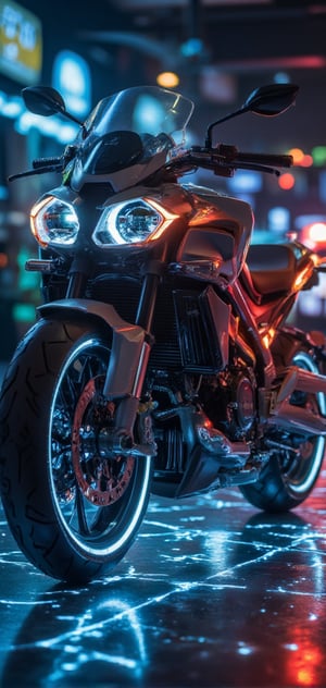 TRON Light Cycle, the super cool "Light Cycle" motorcycle, 32K, -- Chaos <30>, (eye level angle), (close-up), (realistic), (amount of light), (high Image quality), (Volume light) 32K   --chaos <20>  --uplight、（Eye level angle）、（close-up）、（photoreal）、（volumetric light）