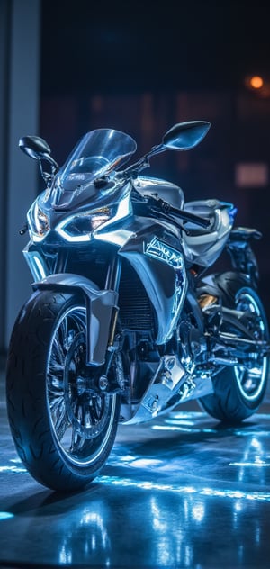 TRON Light Cycle, the super cool "Light Cycle" motorcycle, 32K, -- Chaos <30>, (eye level angle), (close-up), (realistic), (amount of light), (high Image quality), (Volume light) 32K   --chaos <20>  --uplight、（Eye level angle）、（close-up）、（photoreal）、（volumetric light）