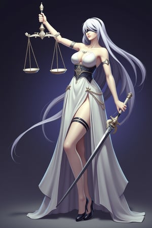 2b yorha,Nier: Automata,platinum bob, 2b, as a lady of justic, Lady Justice (Latin: Iustitia) is an allegorical personification of the moral force in judicial systems.[1][2] Her attributes are scales, a sword and sometimes a blindfold