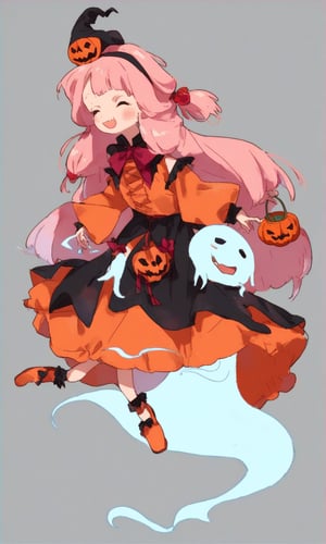 score_8_up,score_9_up,source_anime, 1girl, (solo focus),pink_hair, halloween_costume, (ghost_costume), (full_body), disney, (white_background:1.3), (simple_background:1.3),niji_suo sango default