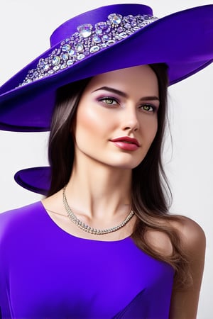 purple jeweled hat on woman portrait detailed