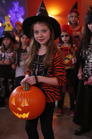 A young girl (Michelle Trachtenberg) and some of her friends are at a Halloween party. They are dressed in various Halloween costumes and enjoy the perfectly spooky decorated room.