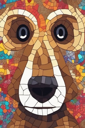 Illustration of Masha and the Bear in mosaic style, with beautiful bright colors