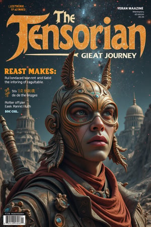 A magazine cover with the text “The Tensorian: Great Journey?”,