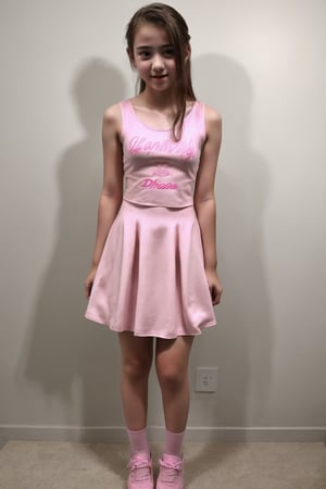 Sweat young girl 13year old, pink transparanci drees, full body,