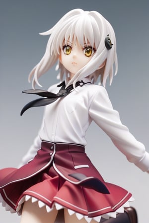 score9_up, score8_up, score7_up, score6_up, 
KONEKO TOUJOU, SHORT HAIR, HAIR ORNAMENT, YELLOW EYES, WHITE HAIR,
SKIRT, SCHOOL UNIFORM, SHIRT, WHITE SHIRT, COLLARED SHIRT, NECKERCHIEF, BLACK NECKERCHIEF, LONG SLEEVES, RED SKIRT, solo,





