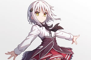 score9_up, score8_up, score7_up, score6_up, 
KONEKO TOUJOU, SHORT HAIR, HAIR ORNAMENT, YELLOW EYES, WHITE HAIR,
SKIRT, SCHOOL UNIFORM, SHIRT, WHITE SHIRT, COLLARED SHIRT, NECKERCHIEF, BLACK NECKERCHIEF, LONG SLEEVES, RED SKIRT, solo,





