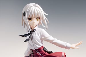 score9_up, score8_up, score7_up, score6_up, 
KONEKO TOUJOU, SHORT HAIR, HAIR ORNAMENT, YELLOW EYES, WHITE HAIR,
SKIRT, SCHOOL UNIFORM, SHIRT, WHITE SHIRT, COLLARED SHIRT, NECKERCHIEF, BLACK NECKERCHIEF, LONG SLEEVES, RED SKIRT, solo,





