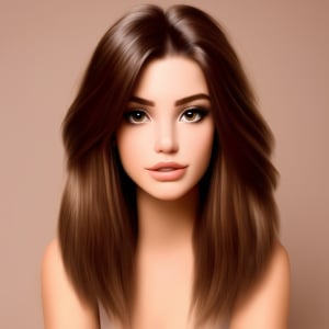 retrato primer plano mujer hermosa joven cabello color marrón estilo primavera