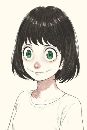 a drawing of a person with a weird face junji ito draw,anya