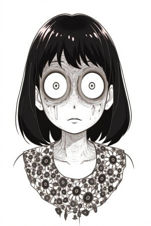 a drawing of a person with a weird face junji ito draw,anya