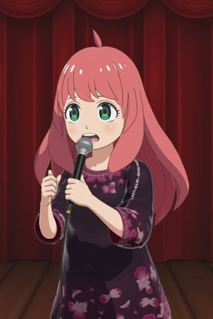 Monika from Doki Doki Literature singing "Love?" by Strapping Young Lad, screaming the lyrics with sheer passion into a microphone, superbly detailed, emotional, extreme metal ,anya