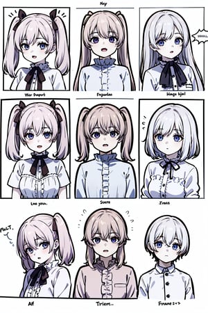 character; Girl, kid, pigtail, ruffle pajamas, vampire eyes, fangs. concepts; line anime, manga style