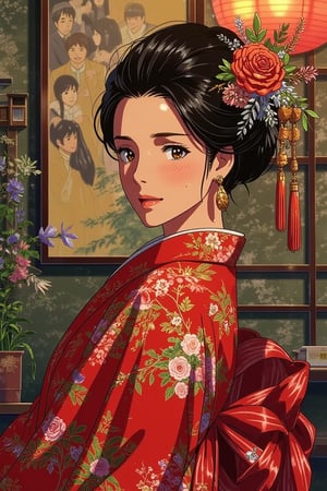  painting of a beautiful Geisha dressed in glamour kimono, surrounded by traditional decorations, creating an evocative piece reminiscent of classical Asian art, intense color, in the style of Andrew Atroshenko
((oil painting))((impresionism)),