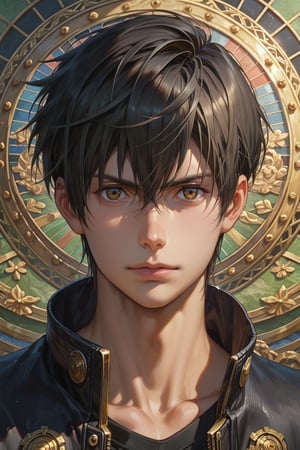 score_9, score_8_up, score_7_up, masterpiece, best quality, absurdres, very aesthetic, source_anime, detailed illustration, 8k UHD, (detailed background:1.1), looking at viewer, 1boy, solo,hodaka, black jacket, handsome face, short hair, black hair, brown eyes,long sleeve 