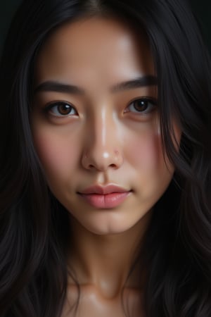 close-up, japanese mature, 40 year old, black eyes, long wavy hair, ultra-realistic, portrait,