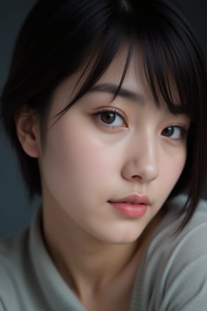 close-up, japanese idol, 18 year old, black eyes, pixie cut hair, ultra-realistic, portrait, shot on a Sony A7III, high quality --ar 35:64 --quality 2 --v 6.1