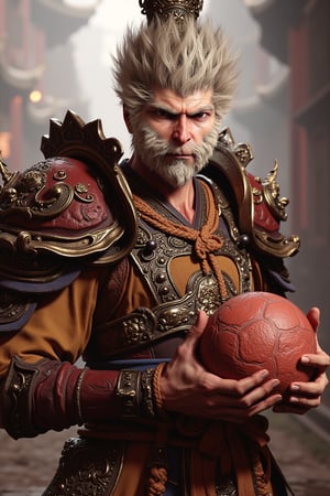 2. Wukong, a man in a costume holding a ball

