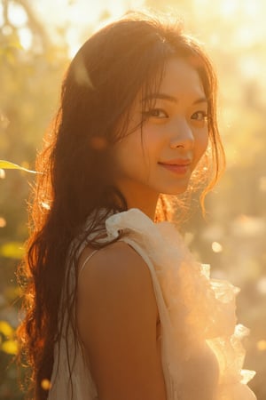 Prompt: A stunning 20-year-old Korean woman stands fully within the frame, radiant with elegance. Backlit by warm sunlight, her modern white dress billows softly around her, hair and fabric fluttering harmoniously. Her smile, a masterpiece of subtlety, illuminates her entire face. The camera captures every detail: luscious long locks, toned physique, and delicate features. An 8K resolution showcases the breathtaking bokeh, cinematic lighting, and raw beauty. Her figure fills the frame, inviting the viewer's gaze to linge, ArsMJStyle, Rococo Steampunk,dal