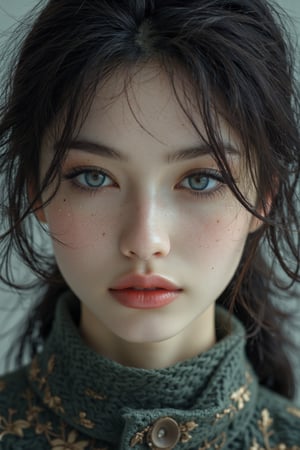 extreme close-up, Korean woman, 20-25 years old, in the style of Asian beauty standards, photorealistic, shot with Sony Alpha a7R IV 35mm f/5.6 --ar 1:2 --style raw --stylize 750,Midjourney_Whisper