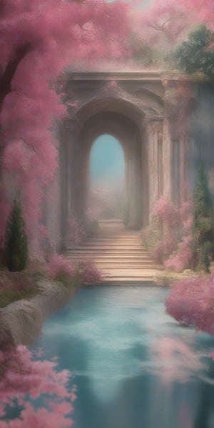  3d pink Monet style, building, scenery, realism, hyper realistic, photography, oil painting, blurry effect, Best quality, 4K, 8K, high-resolution, masterpiece, ultra-detailed, photorealistic, soft natural volumetric cinematic perfect light, 
Digital illustration, Digital Painting, digital art style, fantasy detailers, more details, oil painting effect, fantasy art style,