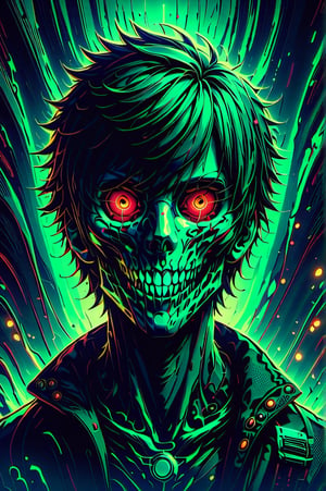 a close up of a poster with a skull on it, inspired by Dan Mumford, behance contest winner, psychedelic art, fungal, mandelbulber vector art, alien mouth, trending on deviantarthq”, detailed scan”, lowres, vomit, mastodon, bleeding colors, green and red radioactive swamp, casey weldon, album art, detail shots