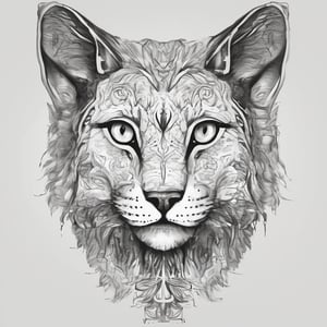 Lynx head and lynx body, sketch, mythical creature