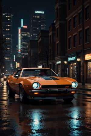 an impressive 70s convertible sports car, by night, intricate details, realistic, realism, ultra sharp, cinematic film still
