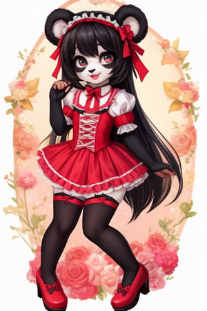 ((Full body)), panda girl, lolita fashion