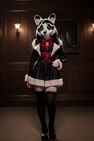 ((Full body)),panda girl,lolita fashion,red eyes,photorealistic,furry,furry female,body fur,animal ear fluff,animal ears,fang