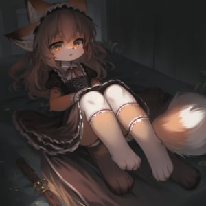 full_body, fox girl, gothic lolita