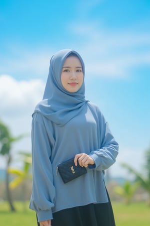 
1girl, solo,hijab , woman, sicakorean, cute korean girl, cute woman, 22year old woman, outdoor, blue sky, white clouds, (full_body_shot), (instagram, instagram style), ((8K, UHD, realistic, photorealistic, masterpiece, ultrahigh-quality, high_detailed)), (hyperrealistic background, detailed background, photorealistic) 