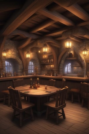 fantasy tavern interior, high quality, high definition, high resolution, masterpiece, beauty,