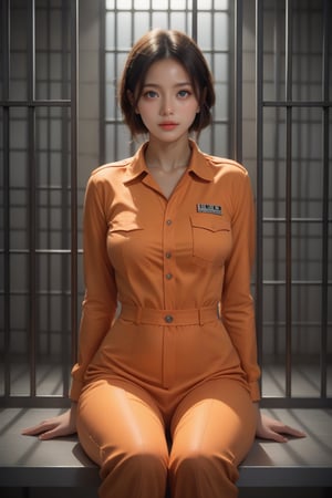 score_9, score_8_up, score_7_up, masterpiece, best quality, Realistic,
BREAK
front view, 1girl, solo, sitting, orange prison uniform, prison, prison room, prison bars in neat rows, high-tech wall, metal wall, high-tech prison bars, metal prison bars, tech lighting, cyberpunk lighting, soft bokeh, FuturEvoLabScene, FuturEvoLab, 