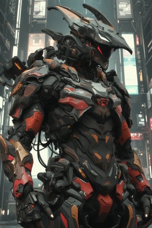 Poster of SCARECROW wearing mecha armour, niji style,Film style,citypunk