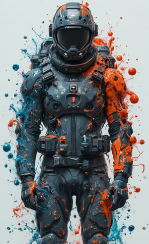 hipster,poster,futuristic spacepunk Man,dynamic pose, water splash Doodles , aerospace, graffiti background