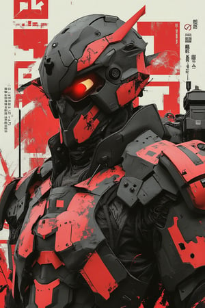 Poster of SCARECROW wearing mecha armour, niji style